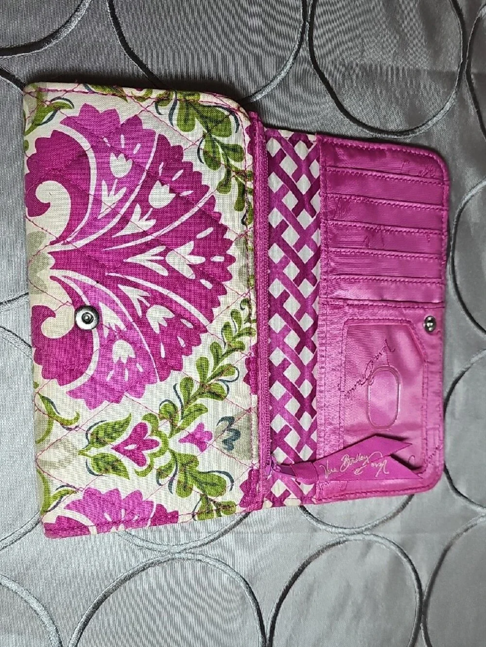 Vera Bradley Quilted Pink & Green Floral Snap Wallet